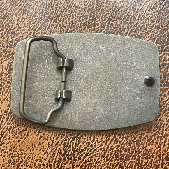 Vintage Western Native AmericanThemed Metal Belt Buckle Warrior Horse Scene - Picture 2 of 3